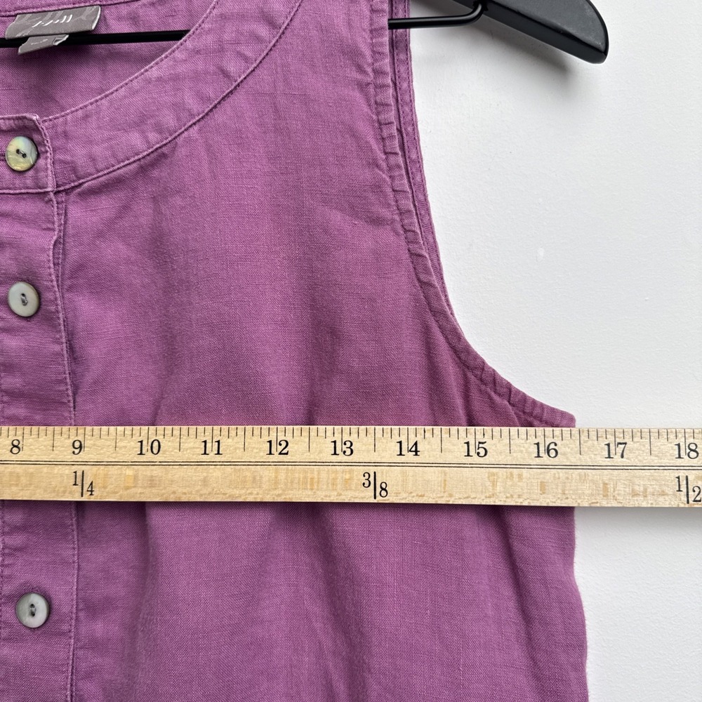 J. Jill Love Linen Maxi Dress M Pink Sleeveless Summer Button Up Preppy Womens - Picture 9 of 12